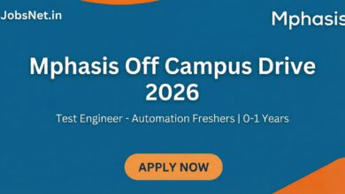 Mphasis Off Campus Drive 2026 : Test Engineer - Automation Freshers