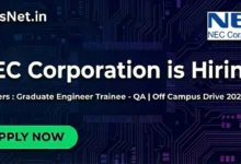 NEC Corporation Hiring Freshers : Graduate Engineer Trainee - QA