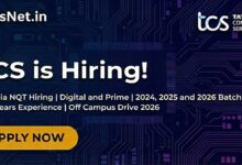 TCS Off Campus Drive 2026 : All India NQT Hiring - Digital and Prime
